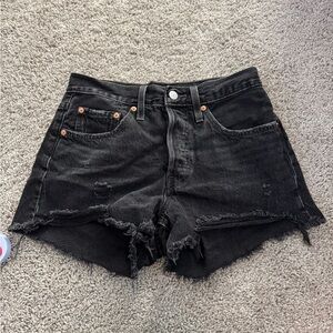 Black Distressed Denim Shorts